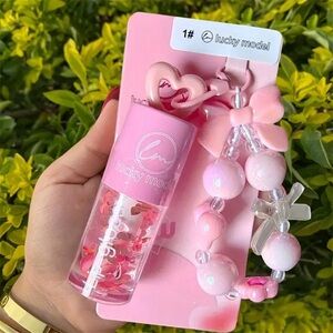 Lucky Model Pink Lip Gloss with Matching Beaded Charm